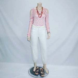 Bebe - White Linen and Silk Jogger Pants - 8